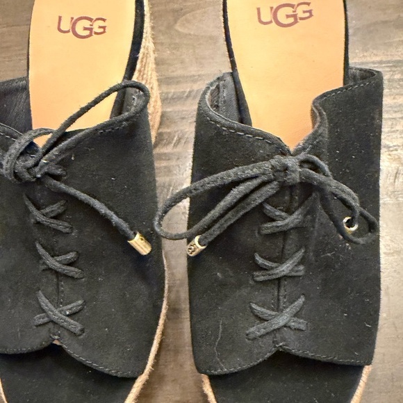 Chic Black Wedge Sandals with Rope Platform - Picture 3 of 6